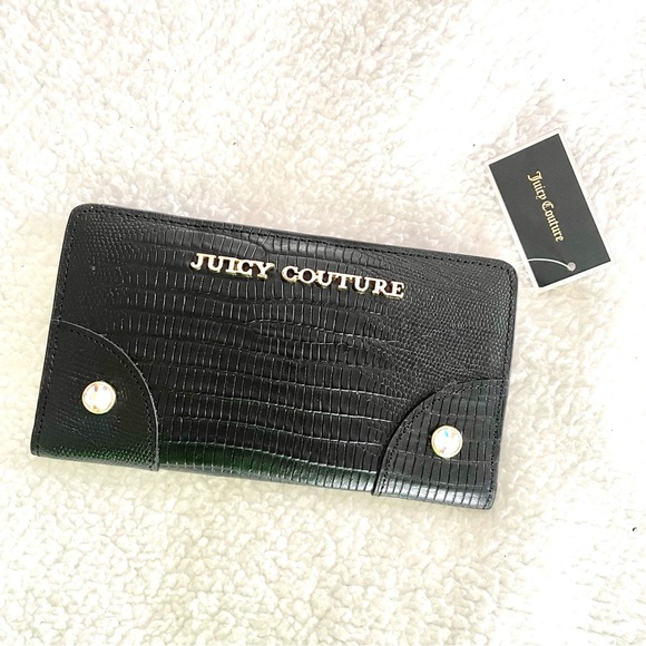 Juicy Couture Slim Black Leather Continental Wallet NWT - Picture 2 of 9